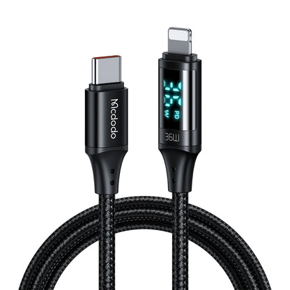 USB-C - Lightning McDodo CA-1030 Display, data- och laddningskabel, 36W, 1.2m, Svart