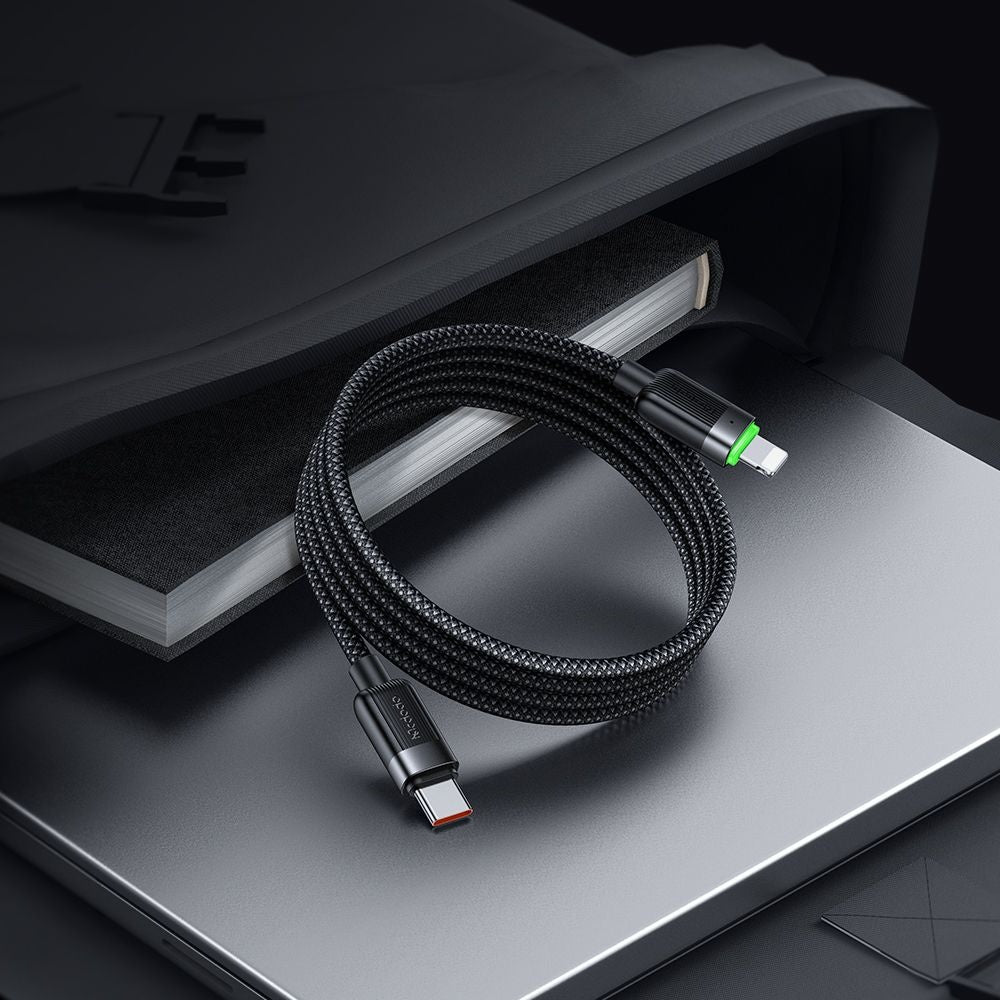 USB-C - Lightning McDodo CA-2010 Självlindande data- och laddningskabel, 36W, 1.2m, Svart