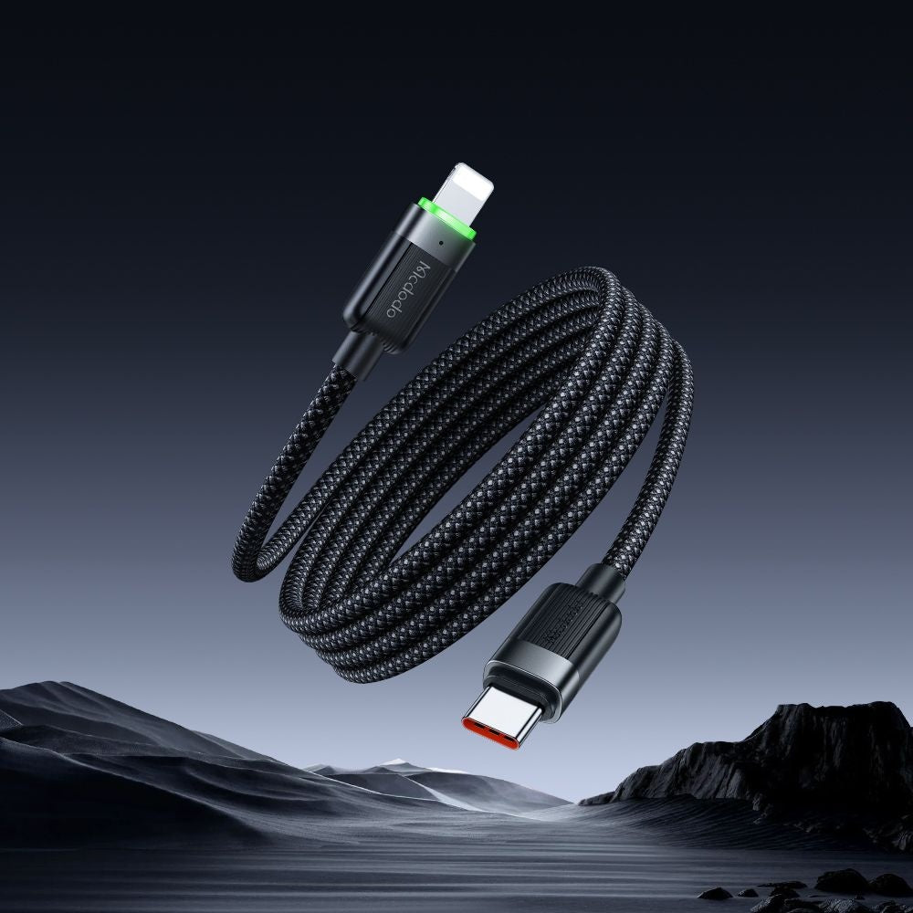 USB-C - Lightning McDodo CA-2010 Självlindande data- och laddningskabel, 36W, 1.2m, Svart