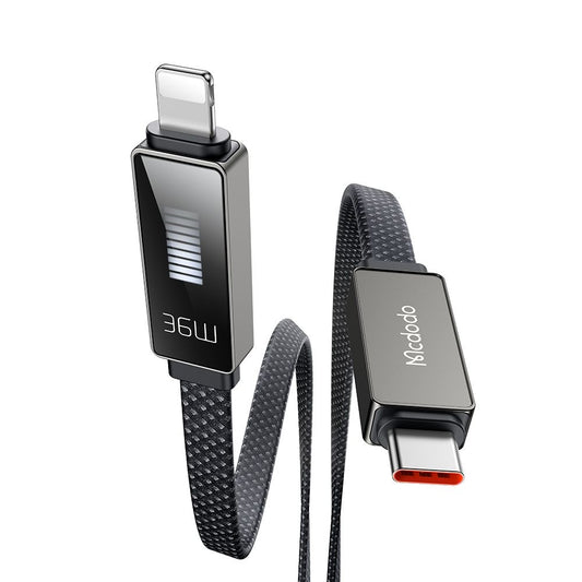 Data- och laddningskabel USB-C - Lightning McDodo CA-4960 Rythm Display, 36W, 1.2m, Svart