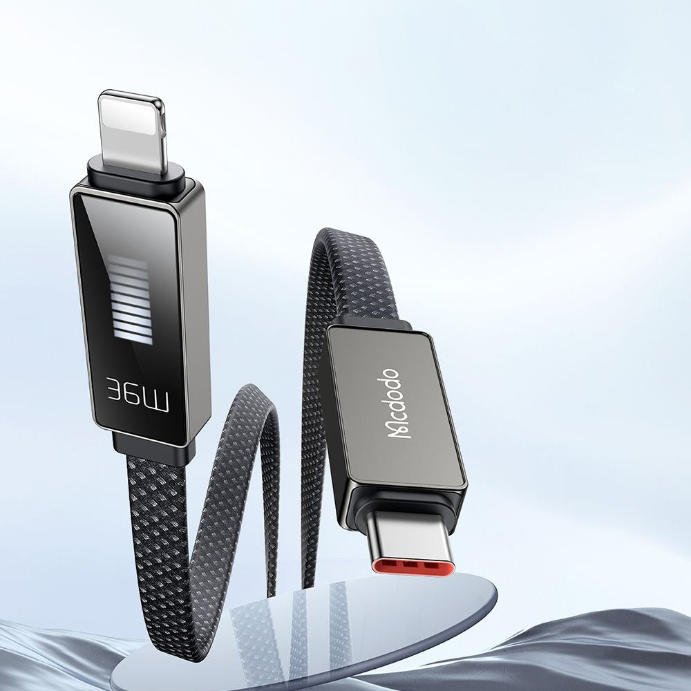 Data- och laddningskabel USB-C - Lightning McDodo CA-4960 Rythm Display, 36W, 1.2m, Svart