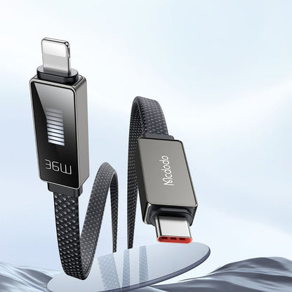 Data- och laddningskabel USB-C - Lightning McDodo CA-4960 Rythm Display, 36W, 1.2m, Svart