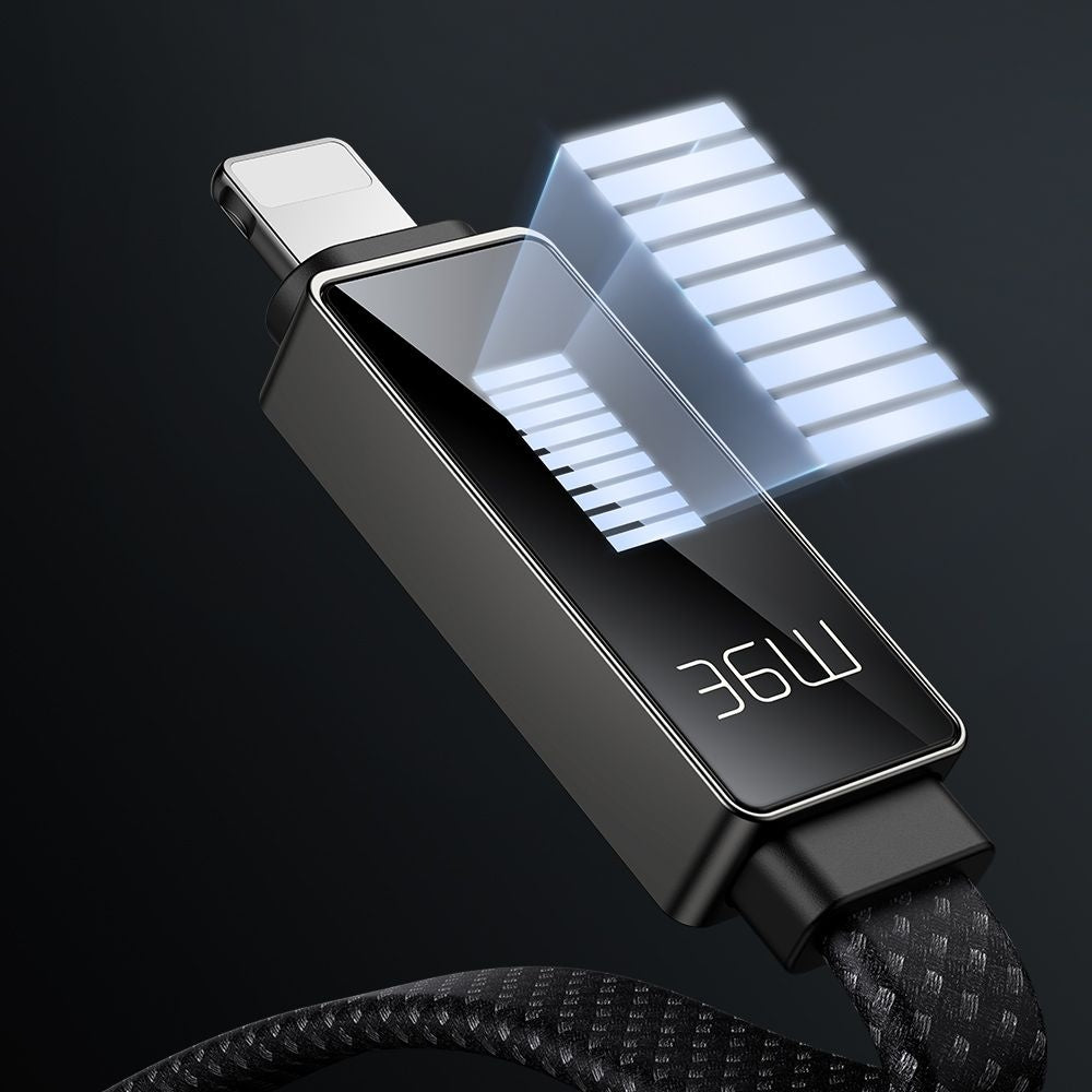 Data- och laddningskabel USB-C - Lightning McDodo CA-4960 Rythm Display, 36W, 1.2m, Svart