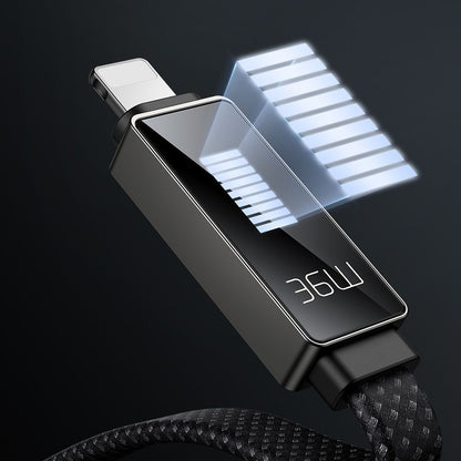 Data- och laddningskabel USB-C - Lightning McDodo CA-4960 Rythm Display, 36W, 1.2m, Svart