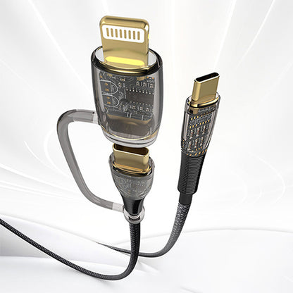 USB-C - Lightning / USB-C Lito LD12 Data and Charging Cable, 60W, 1.2m, Black