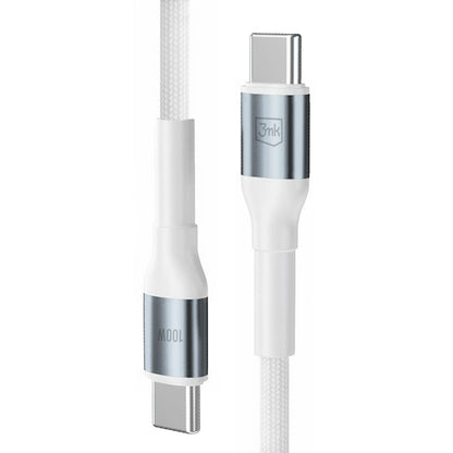 USB-C Data- och laddningskabel - USB-C 3MK Hyper N, 100W, 2m, Vit