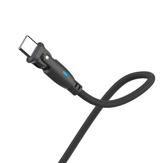 USB-C Data- och Laddningskabel - USB-C 3MK Hyper N Vinklad, 100W, 1m, Svart