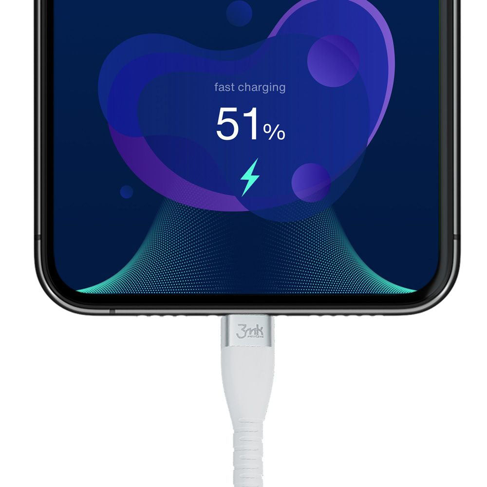 USB-C Data- och laddningskabel - USB-C 3MK Hyper Silicone, 60W, 1m, Vit