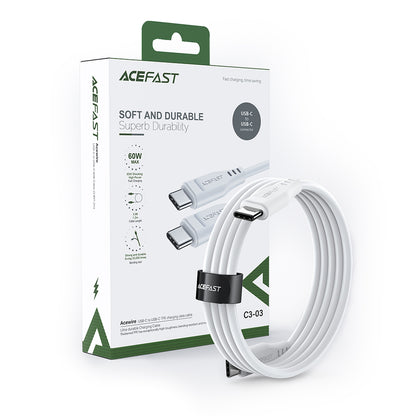 USB-C data- och laddningskabel - USB-C Acefast C3-03, 60W, 1.2m, Vit