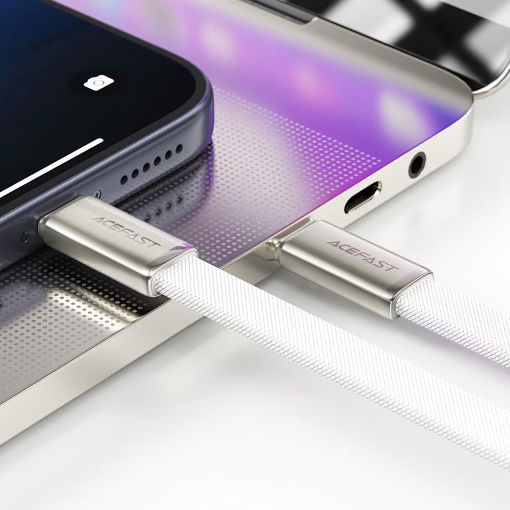 Data- och laddningskabel USB-C - USB-C Acefast C24-03, 60W, 1.2m, Vit