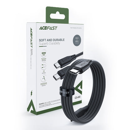 Data- och laddningskabel USB-C till USB-C Acefast C3-03, 60W, 1.2m, Svart