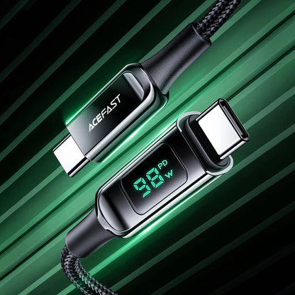 USB-C Data and Charging Cable - USB-C Acefast C6-03 Display, 100W, 2m, Black