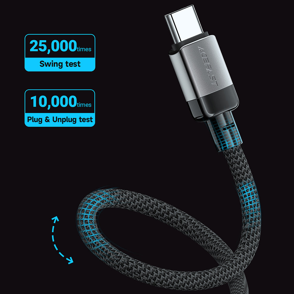 USB-C - USB-C data- och laddningskabel Acefast C9-03, 60W, 1.2m, Svart