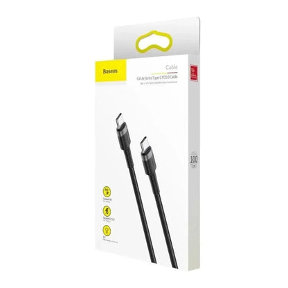 USB-C Data- och Laddningskabel - USB-C Baseus Cafule, 60W, 2m, Set med 3 stycken, Svart S0TV002132