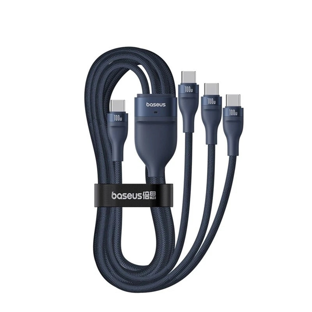 USB-C Laddningskabel - 3 x USB-C Baseus Flash Series III 3in1, 100W, 1.5m, Blå P10377503321-00