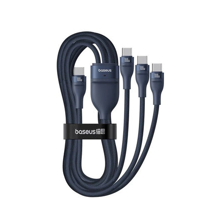 USB-C Laddningskabel - 3 x USB-C Baseus Flash Series III 3in1, 100W, 1.5m, Blå P10377503321-00