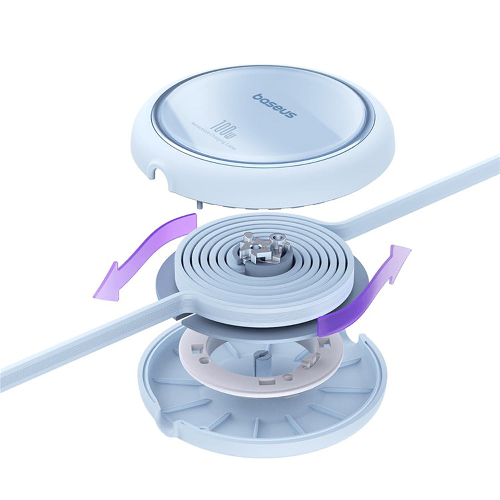 Data- och laddningskabel USB-C - USB-C Baseus Free2Draw Mini Retractable, 100W, 1m, Blå P10364500311-00