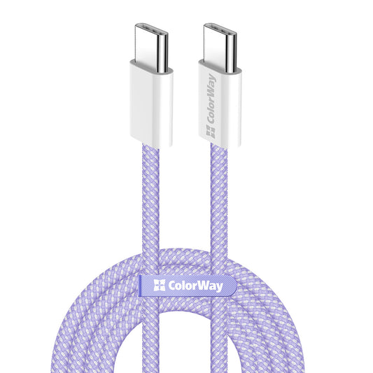 USB-C - USB-C Data- och Laddningskabel ColorWay CW-CBPDCC061, 60W, 1m, Lila