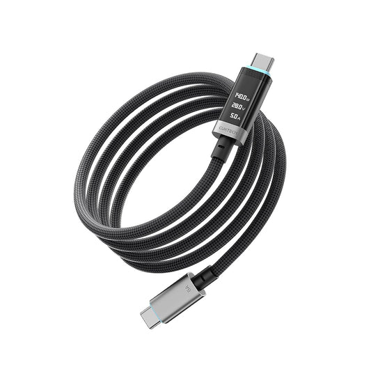 USB-C Data- och laddningskabel - USB-C Cuktech CTC620P Display, 240W, 2m, Svart CCTC620POSBK