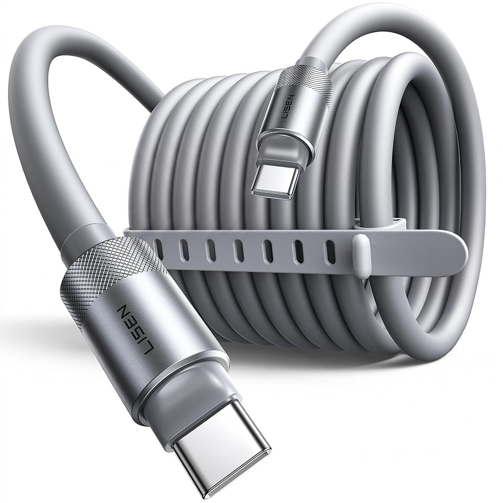 USB-C Data- och laddningskabel - USB-C Lisen L115, 100W, 3m, Grå YL0126010031