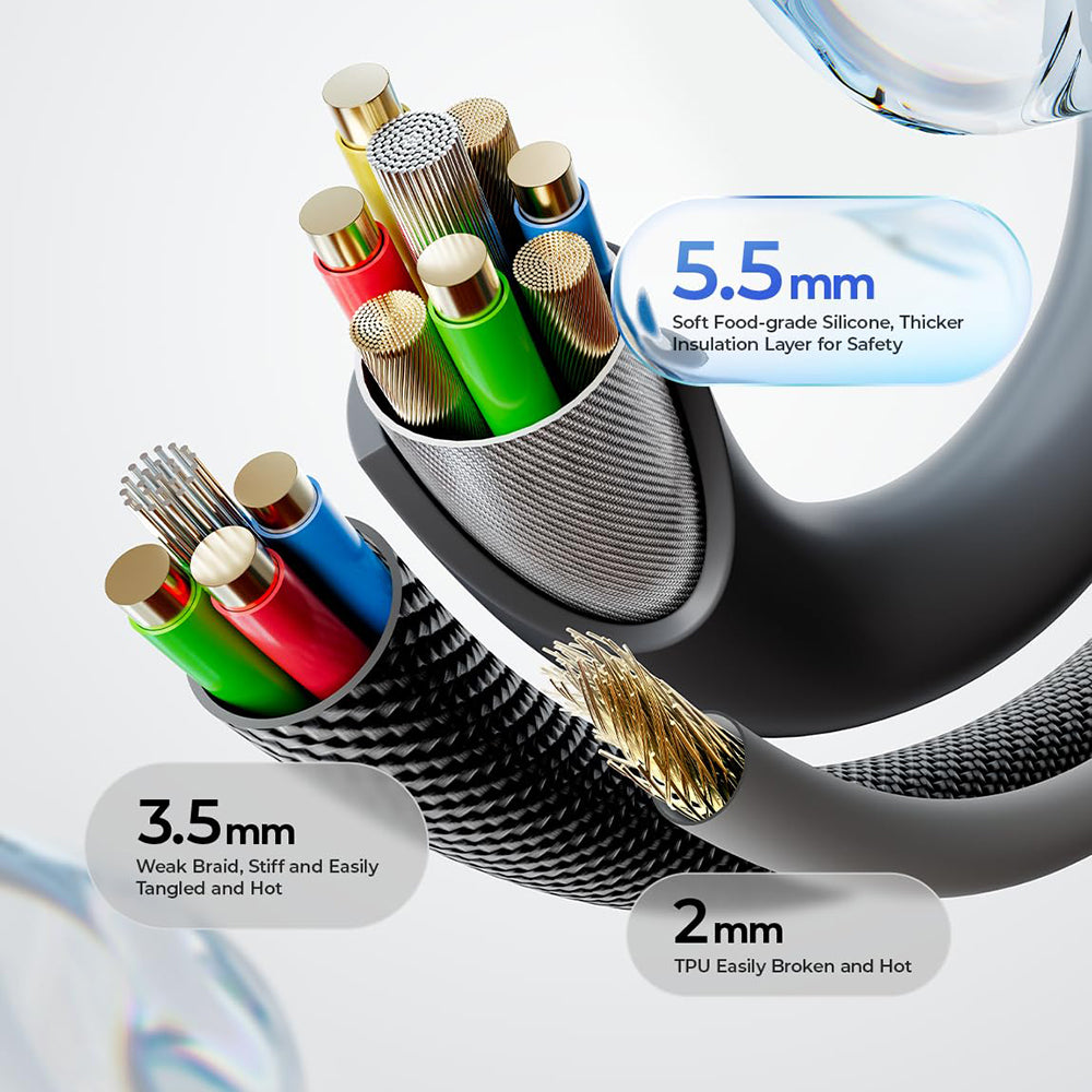 USB-C Data- och laddningskabel - USB-C Lisen L115, 100W, 3m, Grå YL0126010031