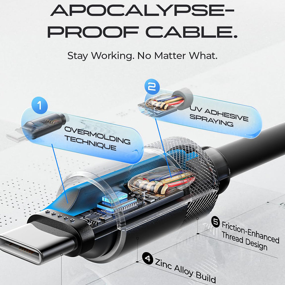 USB-C Data- och laddningskabel - USB-C Lisen L115, 100W, 3m, Grå YL0126010031