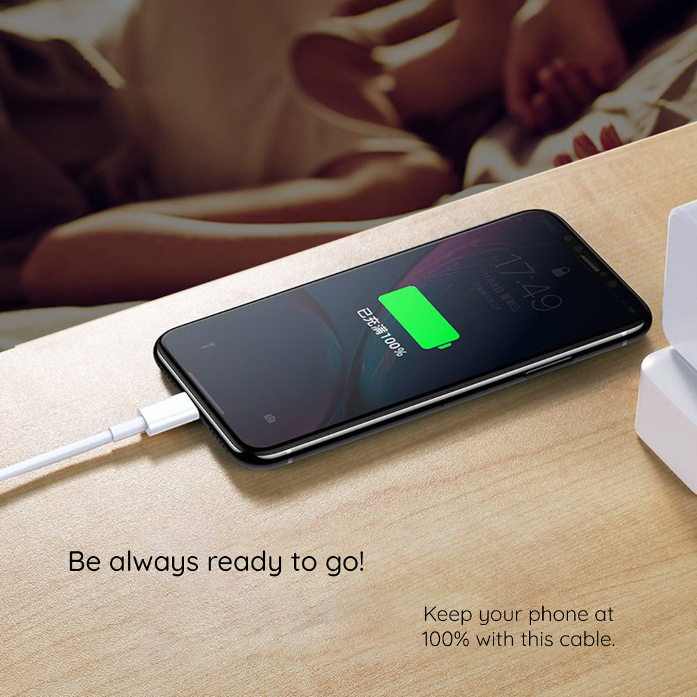 Data- och laddningskabel USB-C - USB-C Lito, 18W, 2m, Vit