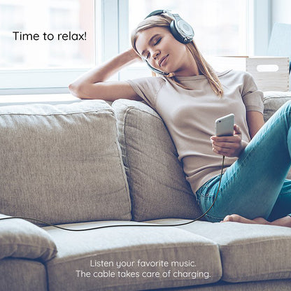 Data- och laddningskabel USB-C - USB-C Lito, 18W, 2m, Vit