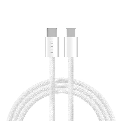 Data- och laddningskabel USB-C - USB-C Lito LD04CC, 60W, 1m, Vit