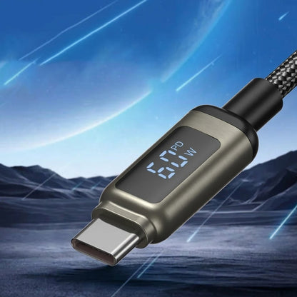 Data- och laddningskabel USB-C - USB-C Lito LD15 Display, 60W, 1m, Svart