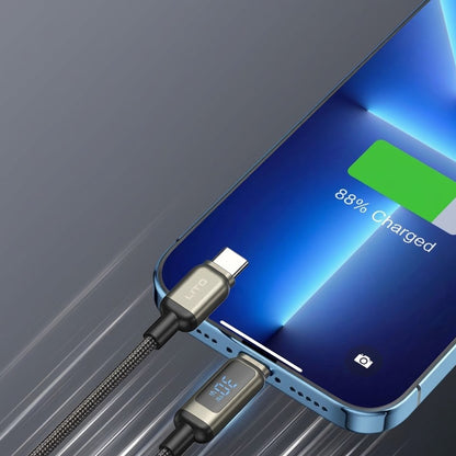 Data- och laddningskabel USB-C - USB-C Lito LD15 Display, 60W, 1m, Svart