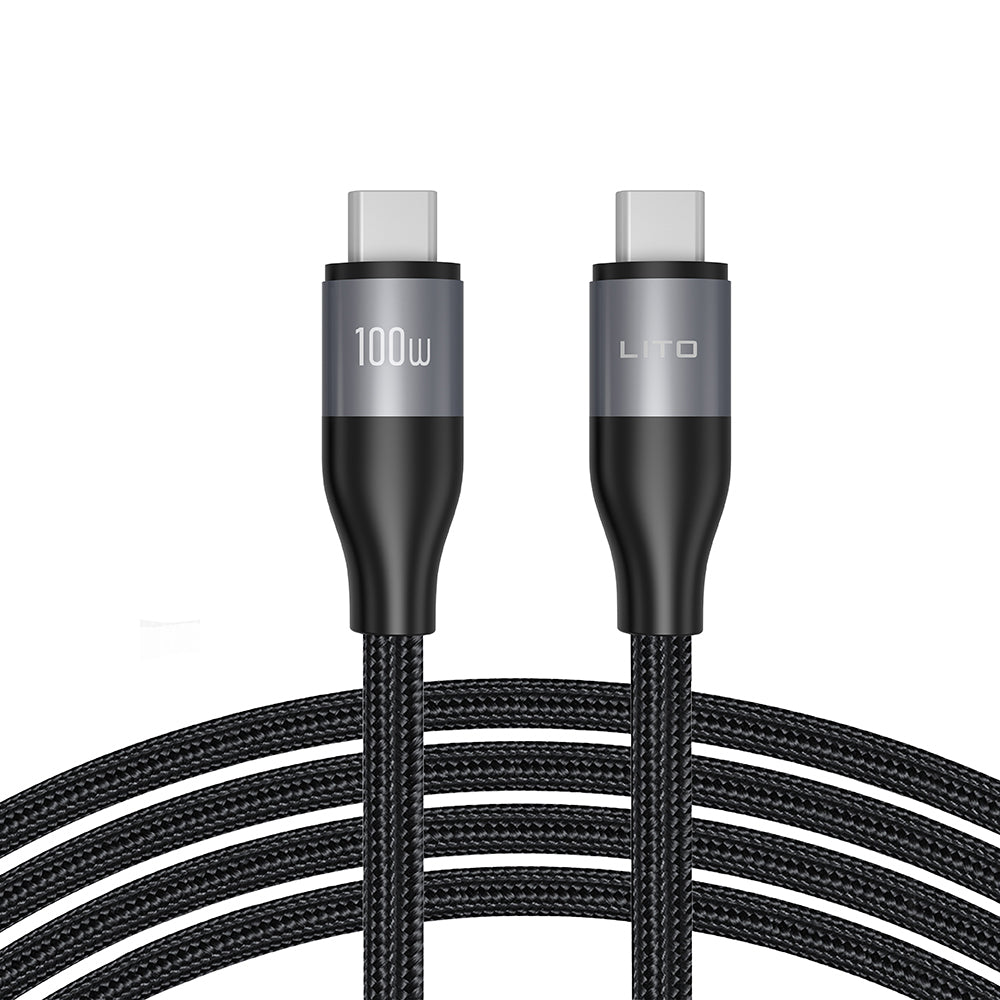 USB-C data- och laddningskabel - USB-C Lito LD23CC, 100W, 1m, Grå