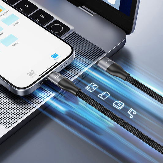 USB-C Data- och Laddningskabel - USB-C Lito LD25CC, 100W, 2m, Grå