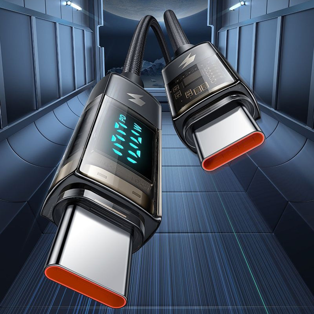 USB-C - USB-C Data- och Laddningskabel McDodo CA-3610 Display Auto Power Off, 100W, 1.2m, Svart