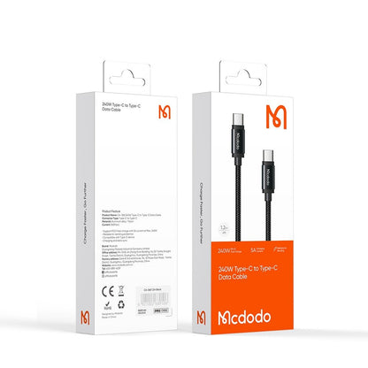 USB-C - USB-C data- och laddningskabel McDodo CA-3680, 240W, 1.2m, Svart