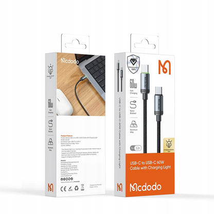 USB-C - USB-C Data- och Laddningskabel McDodo CA-4410, 60W, 1m, Svart