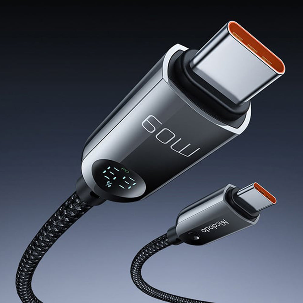 USB-C - USB-C Data- och Laddningskabel McDodo CA-4780 Display, 60W, 1.2m, Svart