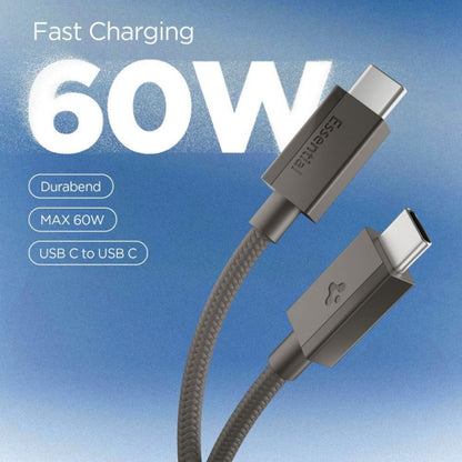 USB-C Data- och Laddningskabel - USB-C Spigen EB6015CC, 60W, 1,5m, Grå ACA10418
