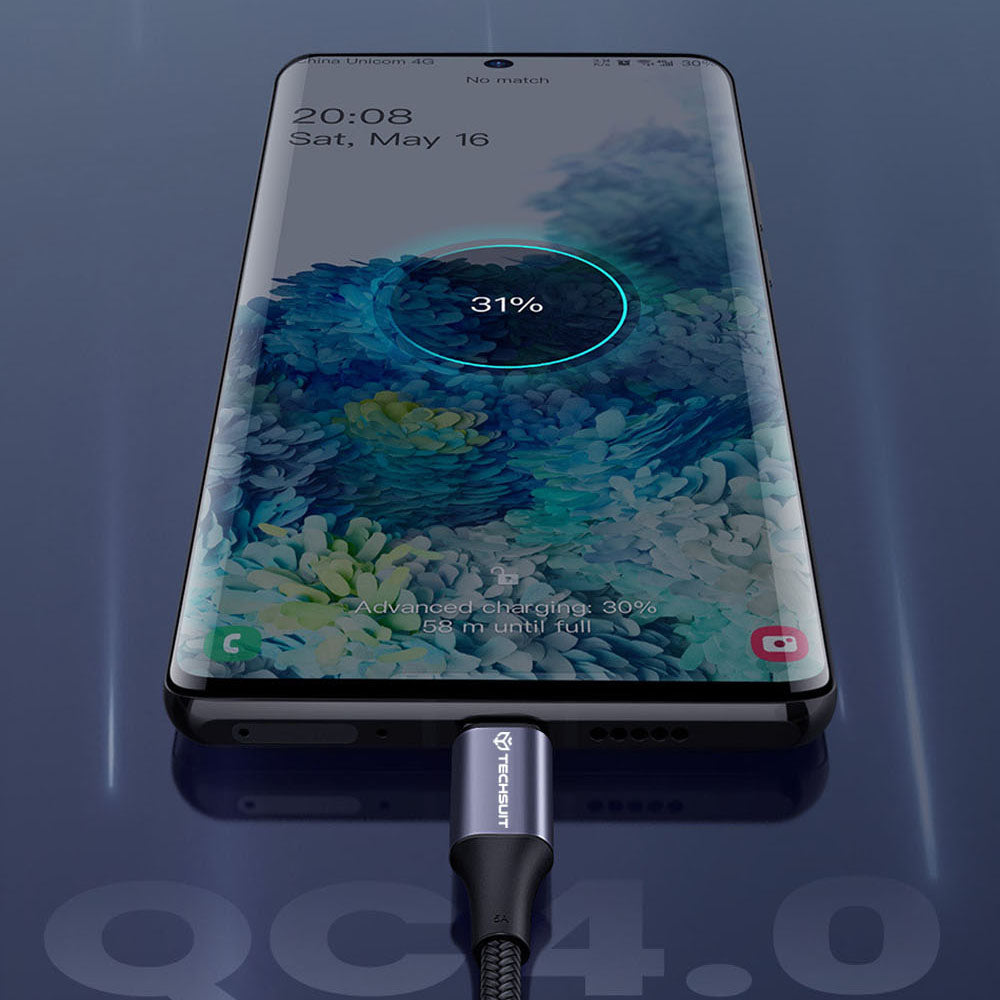 Data- och laddningskabel USB-C - USB-C Techsuit PCB018, 100W, 1m, Svart