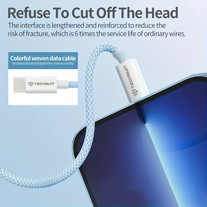 USB-C Data- och Laddningskabel - USB-C Techsuit PCB114D, 60W, 1m, Svart