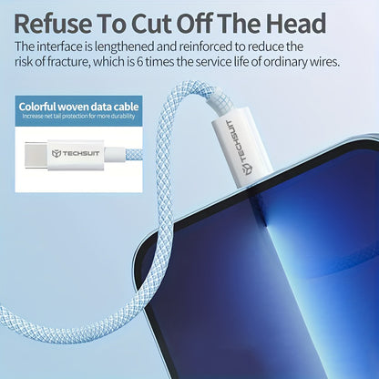 USB-C Data- och Laddningskabel - USB-C Techsuit PCB114D, 60W, 1m, Rosa