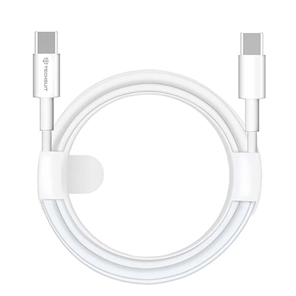 USB-C Data- och Laddningskabel - USB-C Techsuit PCB130, 60W, 1m, Vit