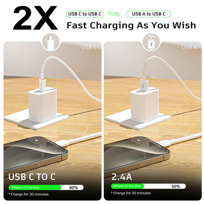 USB-C Data- och Laddningskabel - USB-C Techsuit PCB130, 60W, 1m, Vit