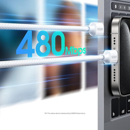 USB-C till USB-C data- och laddningskabel UGREEN L501, 60W, 1m, Svart