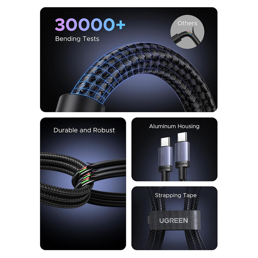 USB-C Data- och Laddningskabel - USB-C UGREEN L532, 240W, 2m, Grå