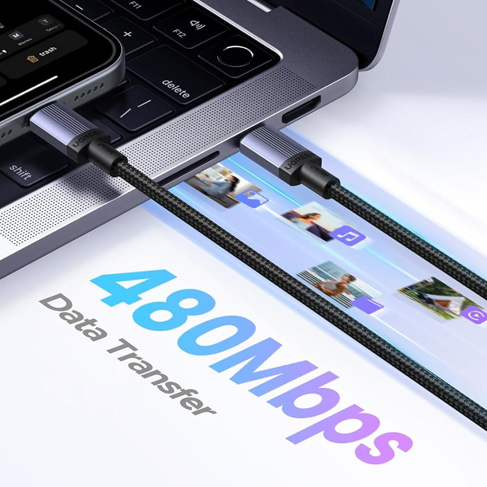 USB-C Data- och Laddningskabel - USB-C UGREEN L532, 240W, 2m, Grå