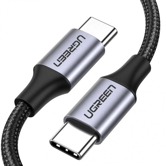 USB-C till USB-C-kabel för data och laddning UGREEN US261 (50152), 60 W, 2 m, grå