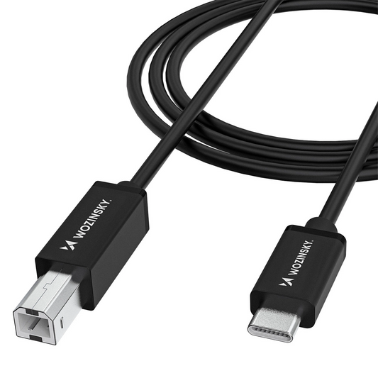 Skrivarkabel WZK WKDDY1S, USB-C - USB-B, 1m, Svart