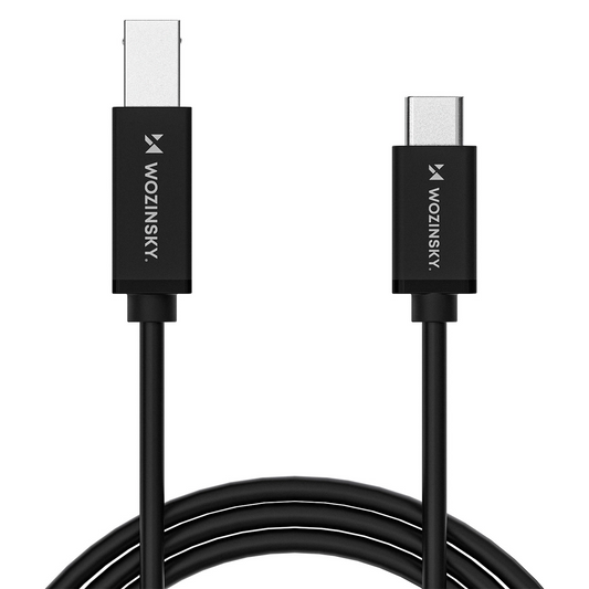 Skrivarkabel WZK WKDDY2S, USB-C - USB-B, 2m, Svart
