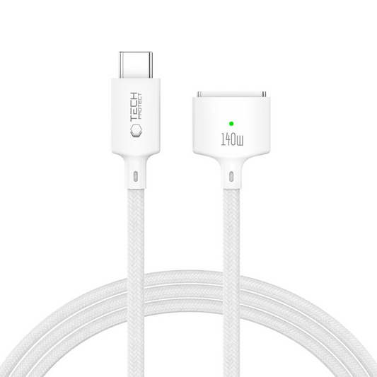 Tech-Protect MMC01 Ultraboost laddningskabel, USB-C - MagSafe 3, 140W, 2m, Vit